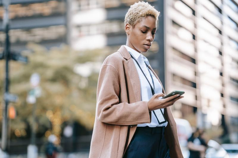 woman with smartphone