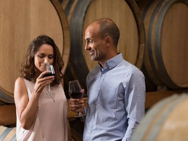 Wine tasting man and woman